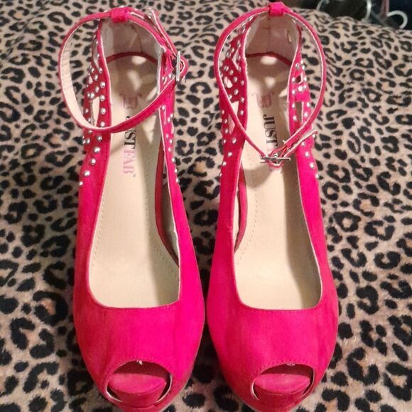 !!Just Fab Red Studded Stiletto Heels Size 6.5 - Picture 4 of 5